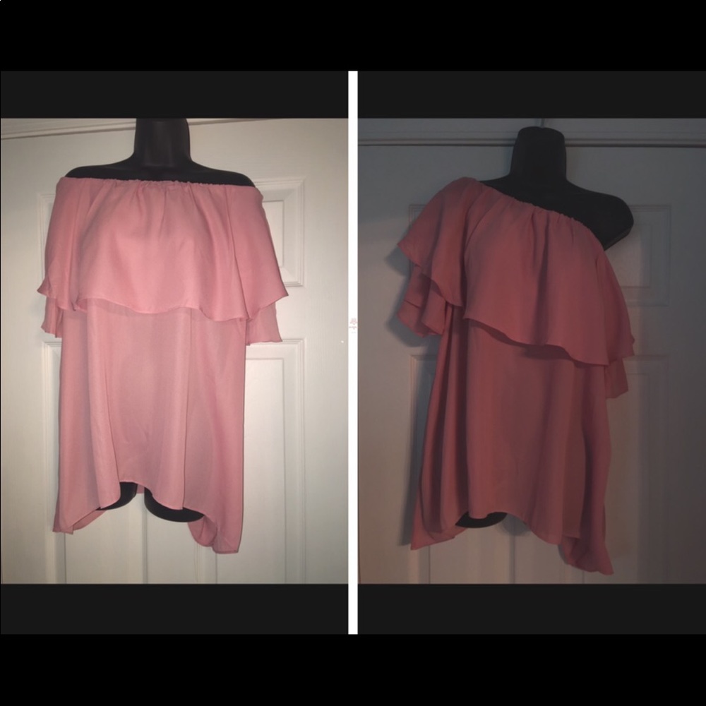 Cute and comfy Pink flowy off shoulder top.
